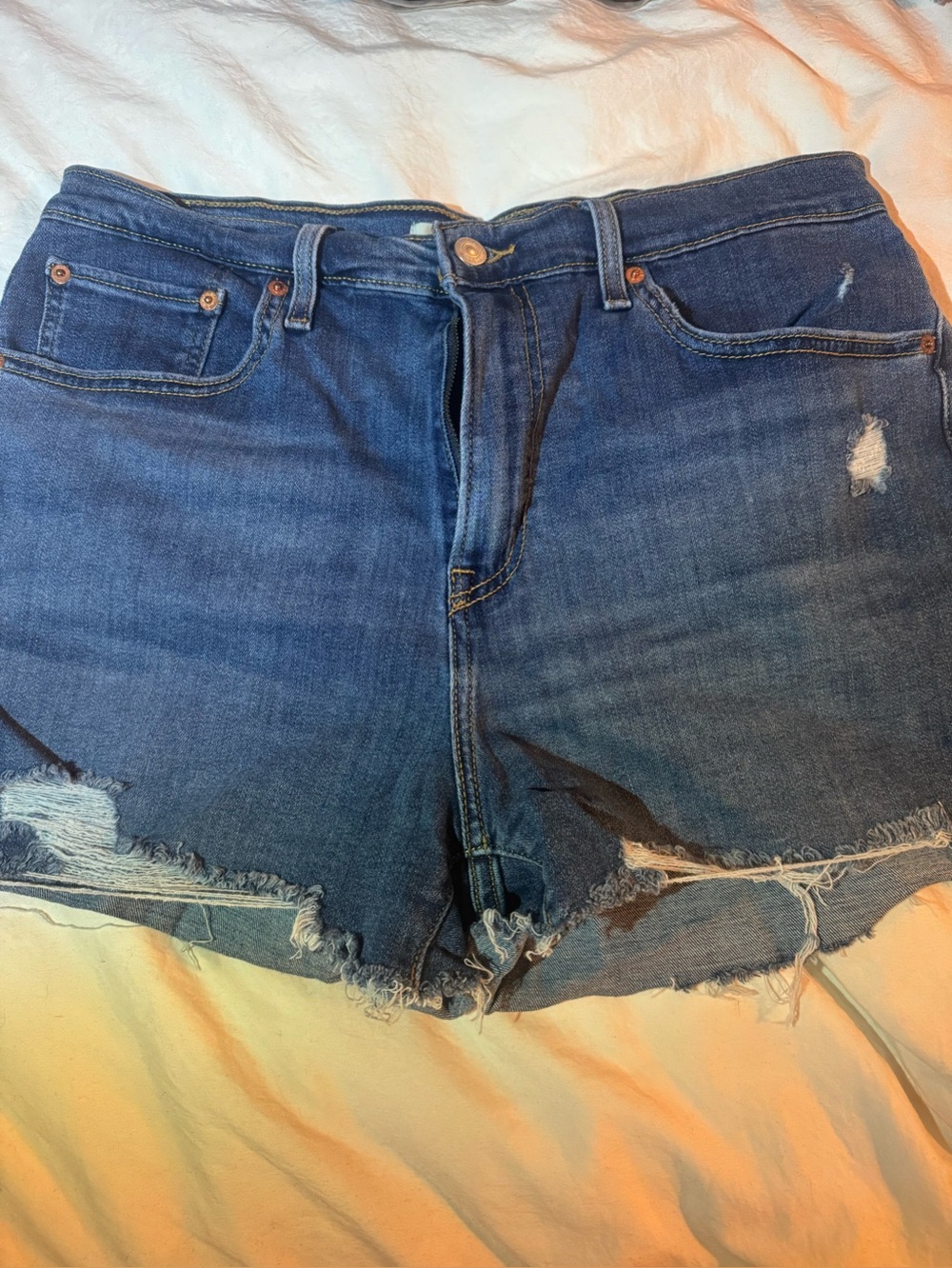 Levi's Dark Blue Distressed Cutoff Jean Shorts